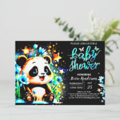 Blue Bamboo Panda Wonderland Boy Baby shower Kaart (Staand voorkant)