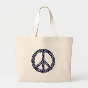 Blue Bandana Peace Sign Bag Grote Tote Bag