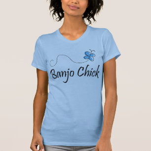 Blue Banjo Chick Music Design Gift T-shirt