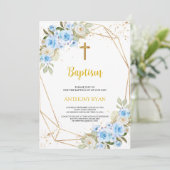 Blue Baptism Boy Uitnodiging (Staand voorkant)
