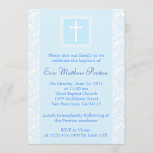 Blue Baptism/Christening Invitation Kaart
