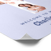 Blue Baptism Cross 5 Foto Collage Boy Christening Poster (Hoek)