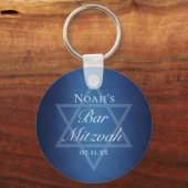Blue Bar Mitswa Party Ster van David Custom Sleutelhanger (Achterkant)