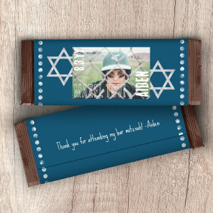 Blue Bar Mitzvah Budget Snoep Bar Wrapper w/Stars Flyer