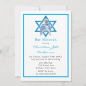 Blue Bar Mitzvah Star Of David Invitation (Devant)