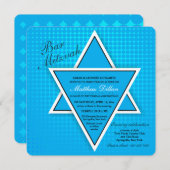 Blue Bar Mitzvah Uitnodiging (Voorkant / Achterkant)