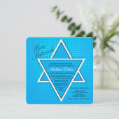 Blue Bar Mitzvah Uitnodiging (Staand voorkant)
