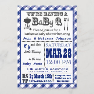 Blue Barbecue BaByQ Baby shower Kaart