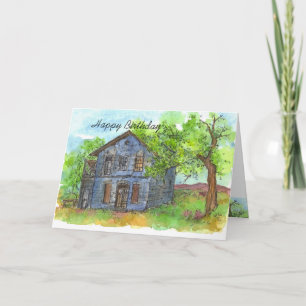 Blue Barn House Happy Birthday woestijnlandschap Kaart