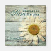 Blue Barnwood Country Daisy Bruiloft Save the Date Magneet (Voorkant)