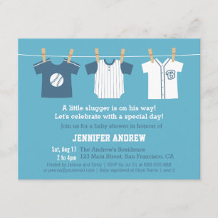 Blue Baseball Baby Boy Shower Party-uitnodigingen Kaart