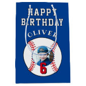 Blue Baseball Ball Kids Verjaardagsfoto Medium Cadeauzakje (Voorkant)