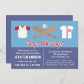 Blue Baseball bébé garçon douche invitation (Devant / Derrière)