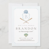 Blue Baseball Preppy Crest Premier invitation (Devant)