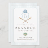 Blue Baseball Preppy Crest Premier invitation (Devant / Derrière)