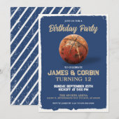  Blue Basketbal Elke Leeftijd Verjaardagsfeest Kaart (Voorkant / Achterkant)