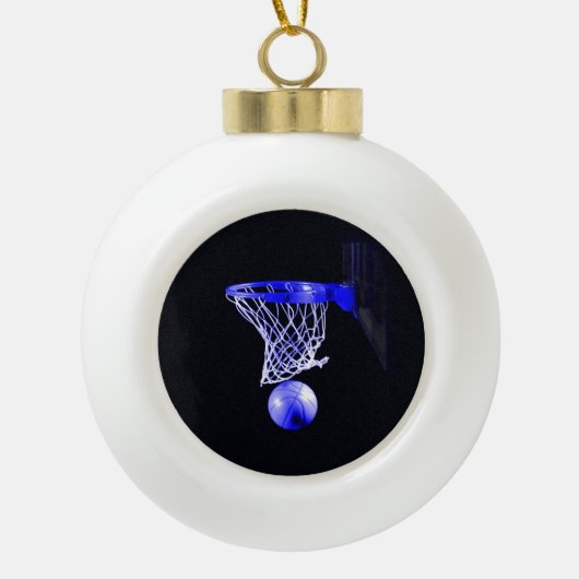 Blue Basketball Keramische Bal Ornament (Voorkant)