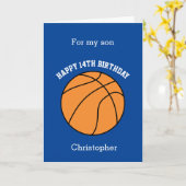 Blue Basketball Sport 14e carte d'anniversaire (Fleur jaune)