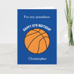 Blue Basketball Sport 9e carte d'anniversaire<br><div class="desc">Une carte bleue personnalisée de basketball 9ème anniversaire pour petit-fils, fils, neveu, etc. Vous pourrez facilement personnaliser le front avec son nom. L'intérieur lit un message d'anniversaire, que vous pouvez facilement éditer aussi. Vous pouvez personnaliser le dos de cette carte d'anniversaire de basket-ball avec l'année. Cela ferait un souvenir unique...</div>