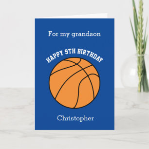 Blue Basketball Sport 9th Birthday Card Kaart