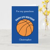 Blue Basketball Sports 11e Anniversaire Carte (Fleur jaune)