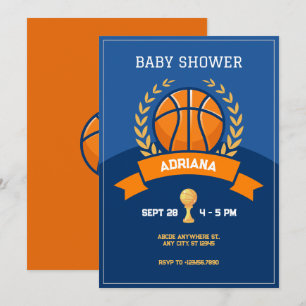 Blue Basketball Trophy Baby shower Kaart