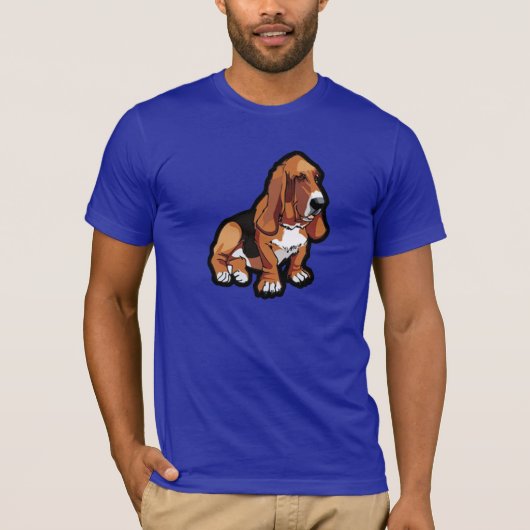 Blue Basset Hound T-shirt (Voorkant)