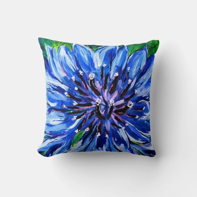 Blue Batchelor Button Square Pillow Kussen (Voorkant)