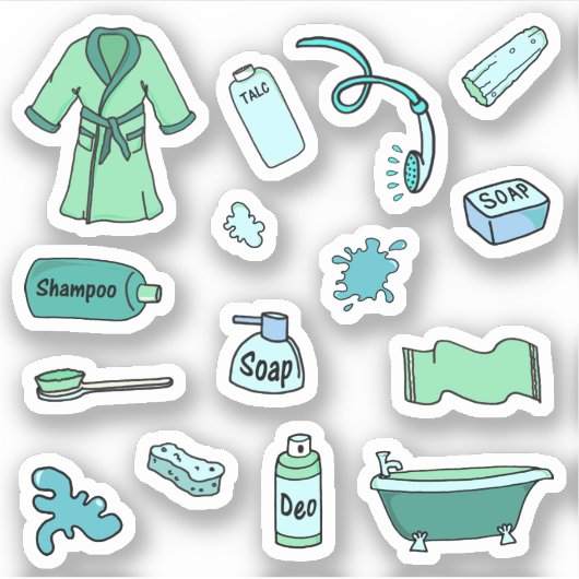Blue Bathroom en Beauty Cute Sticker (Voorkant)