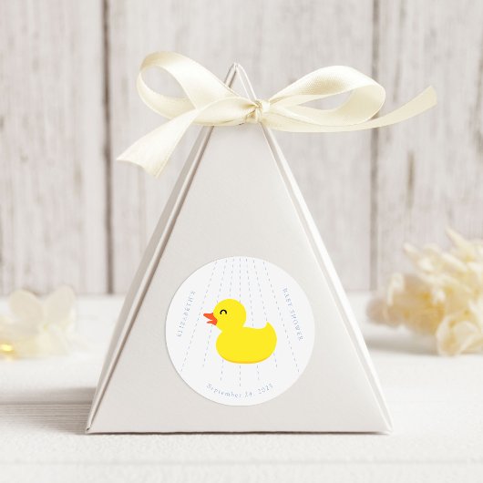 Blue Bathtub Yellow Rubber Duck Baby Shower Ronde Sticker