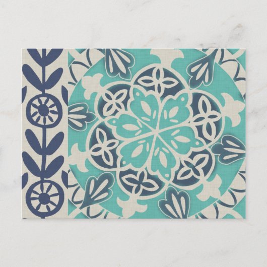 Blue Batik Tile I Briefkaart (Voorkant)