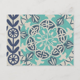 Blue Batik Tile I Briefkaart