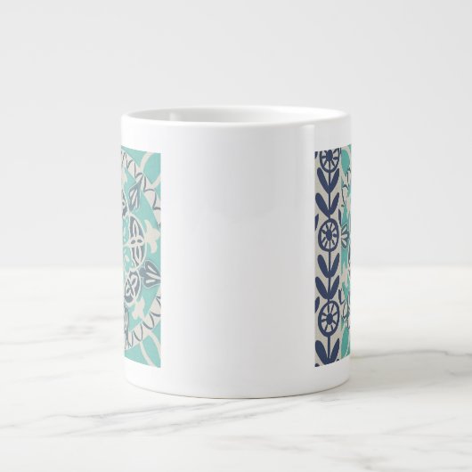 Blue Batik Tile I Extra Grote Mok (Voorkant)