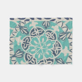 Blue Batik Tile I Fleece Deken (Voorkant (Horizontaal))