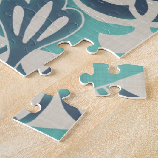 Blue Batik Tile I Legpuzzel (Zijkant)