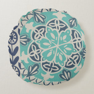 Blue Batik Tile I Rond Kussen