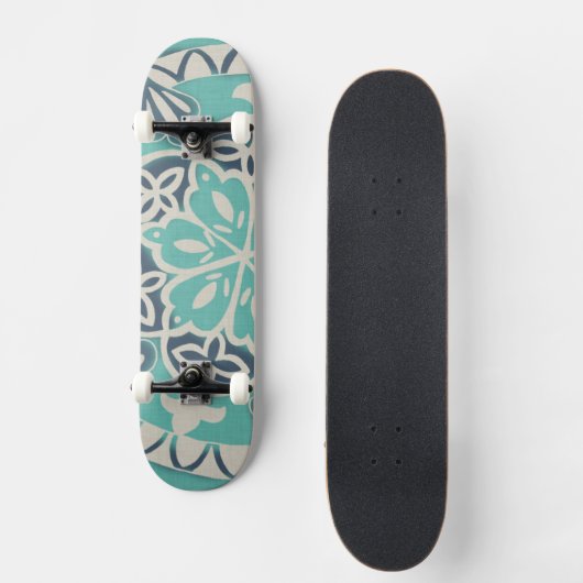 Blue Batik Tile I Skateboard (Voorkant)