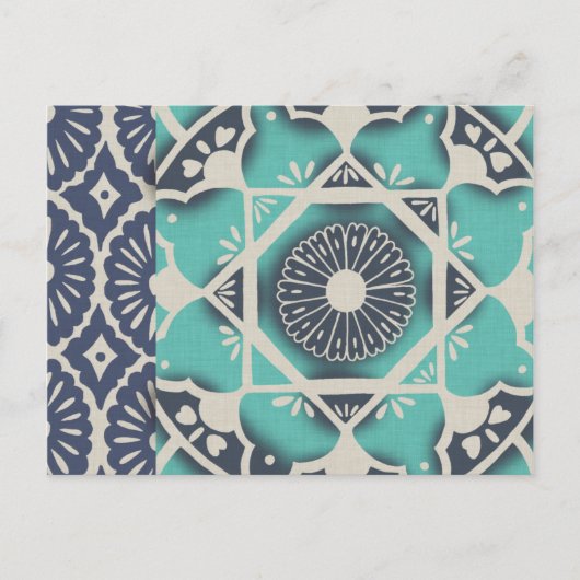 Blue Batik Tile II Briefkaart (Voorkant)