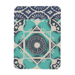 Blue Batik Tile II Magneet