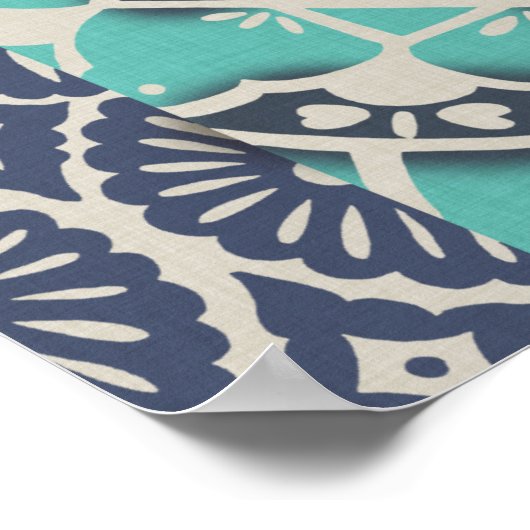 Blue Batik Tile II Poster (Hoek)