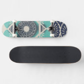 Blue Batik Tile II Skateboard (Horizontaal)