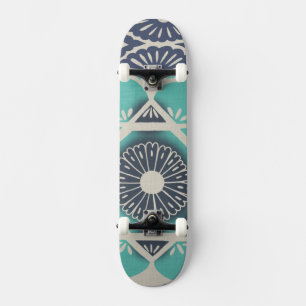 Blue Batik Tile II Skateboard
