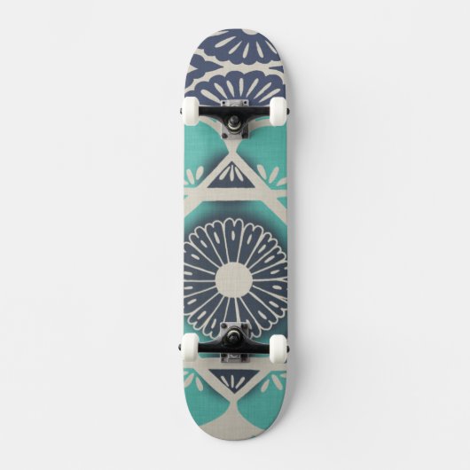 Blue Batik Tile II Skateboard (Voorkant)