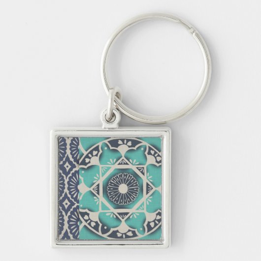 Blue Batik Tile II Sleutelhanger (Voorkant)