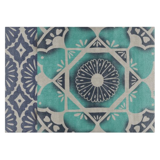 Blue Batik Tile II Snijplank (Voorkant)