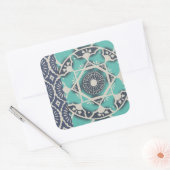 Blue Batik Tile II Vierkante Sticker (Envelop)