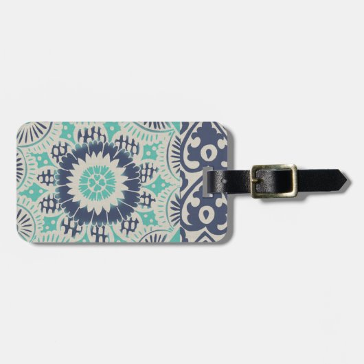 Blue Batik Tile III Bagagelabel (Voorkant horizontaal)