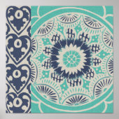 Blue Batik Tile III Poster (Voorkant)