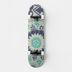 Blue Batik Tile III Skateboard
