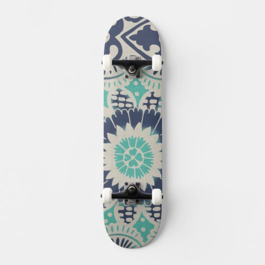 Blue Batik Tile III Skateboard (Voorkant)